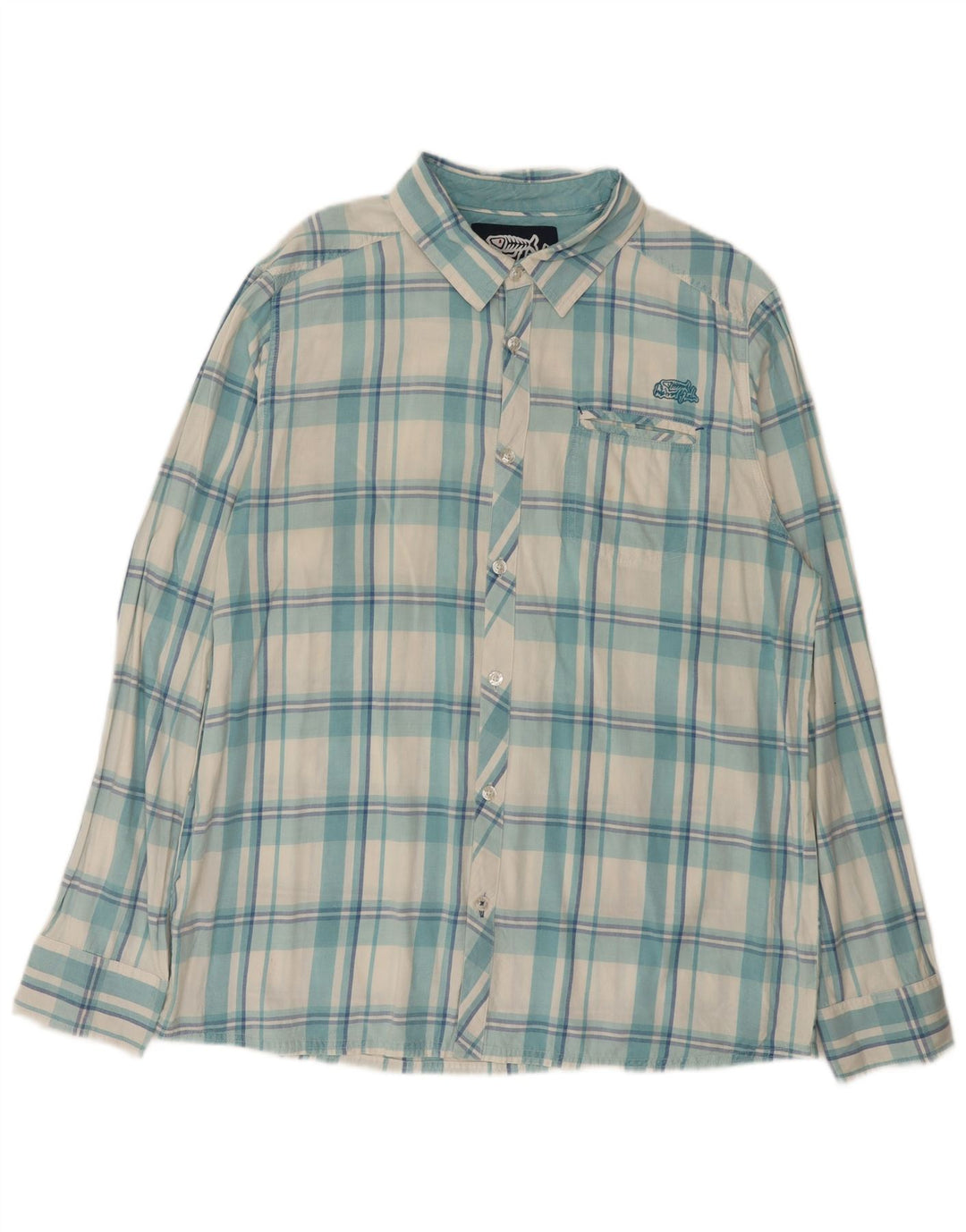 Camisa masculina Weird Fish XL azul xadrez de algodão