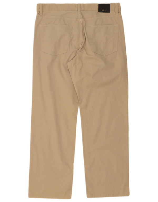 Calça casual reta masculina Hugo Boss W36 L32 algodão bege
