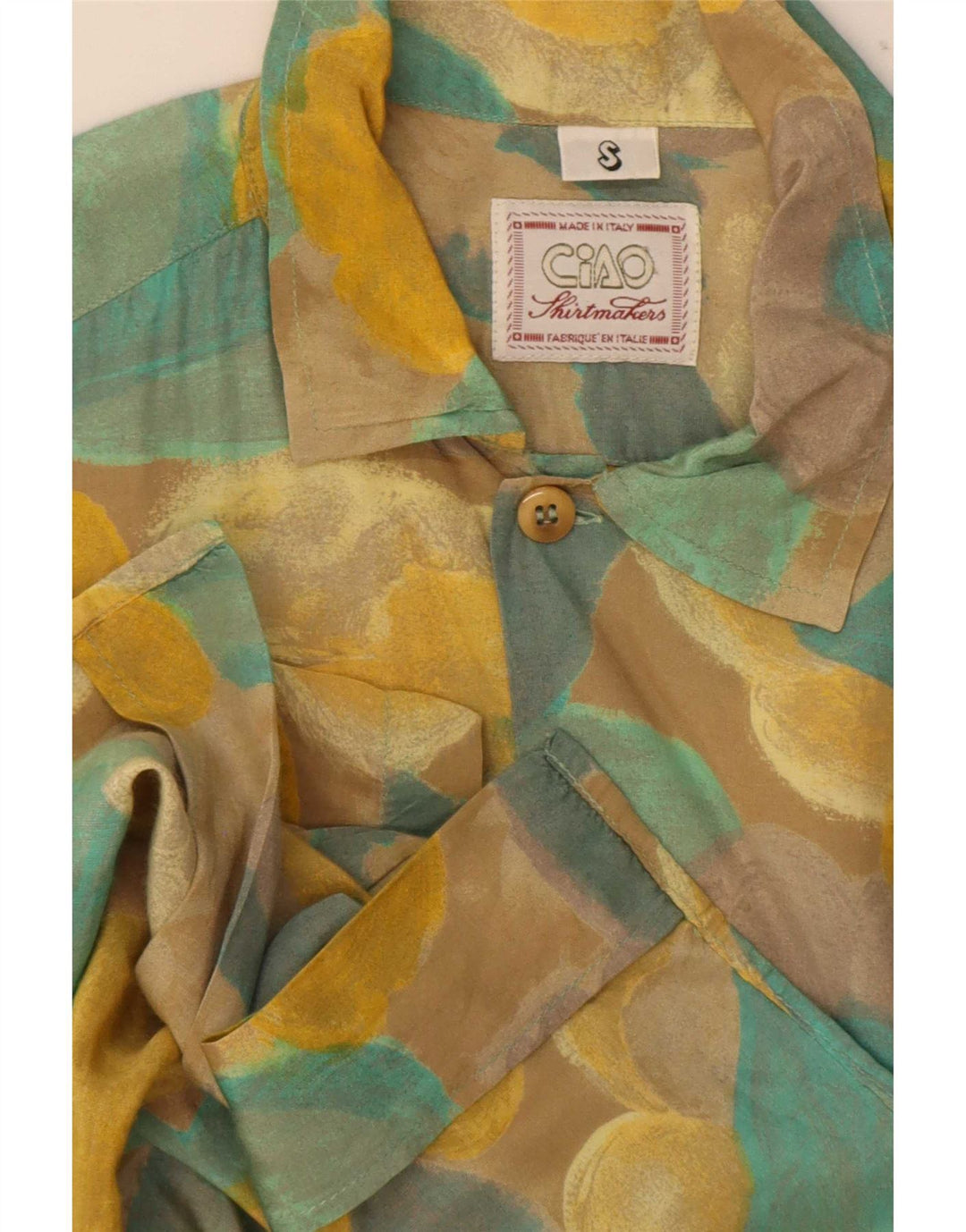 Camisa masculina de manga curta Ciao pequena floral amarela