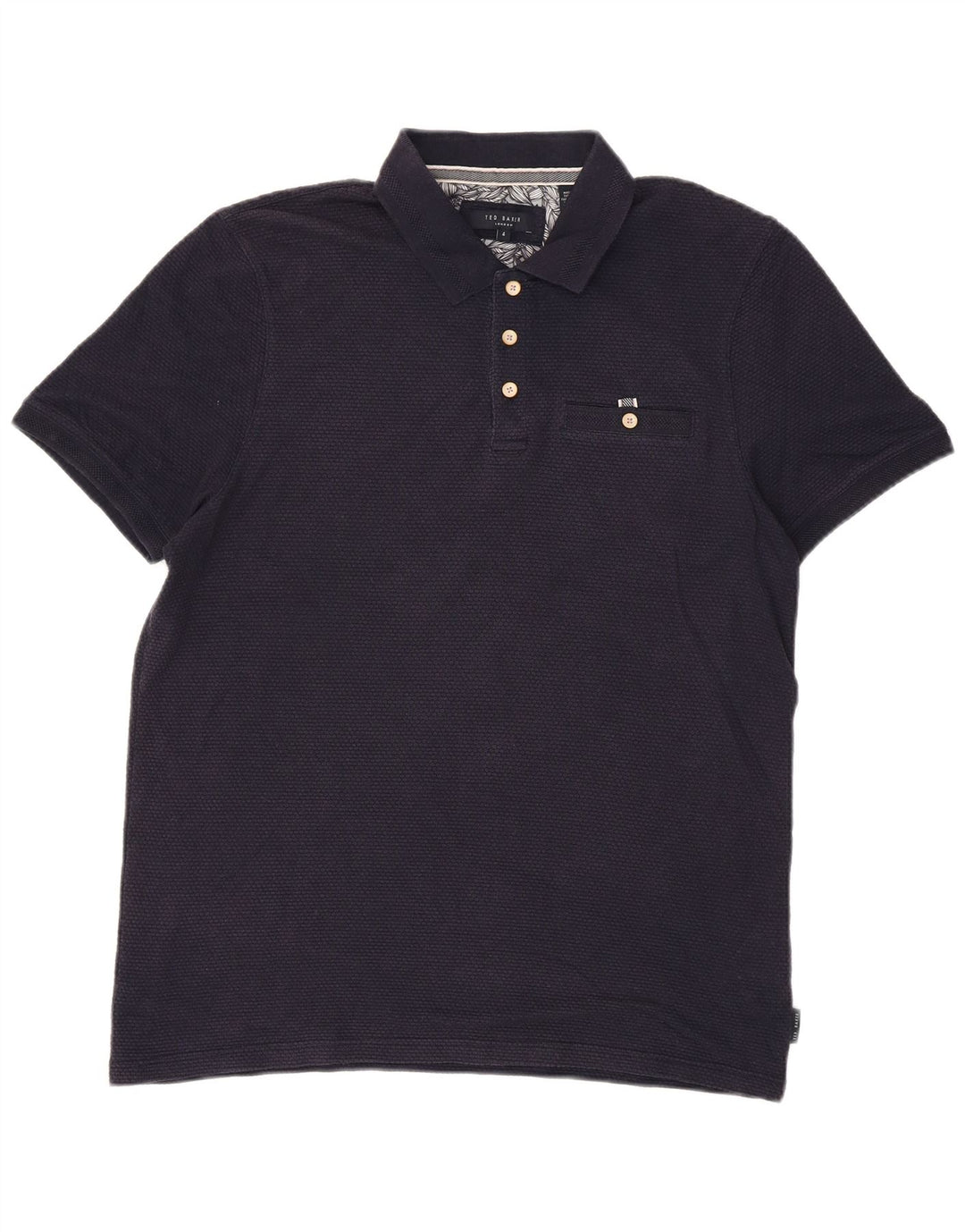 Camisa polo masculina Ted Baker tamanho 4 grande azul marinho modal