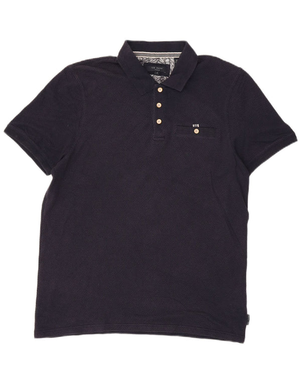 Camisa polo masculina Ted Baker tamanho 4 grande azul marinho modal