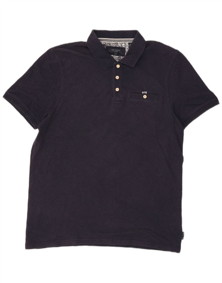Camisa polo masculina Ted Baker tamanho 4 grande azul marinho modal