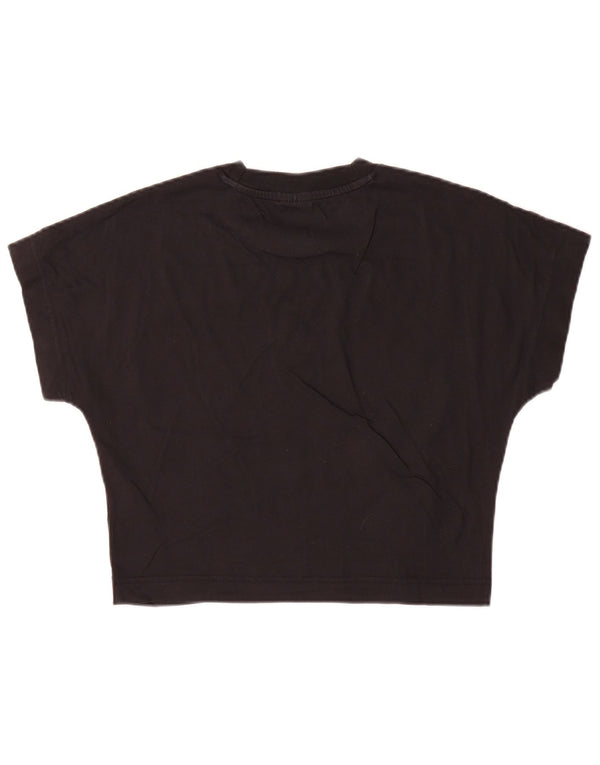 Adidas Womens Crop T-Shirt Top Reino Unido 8/10 Pequeno Algodão Preto