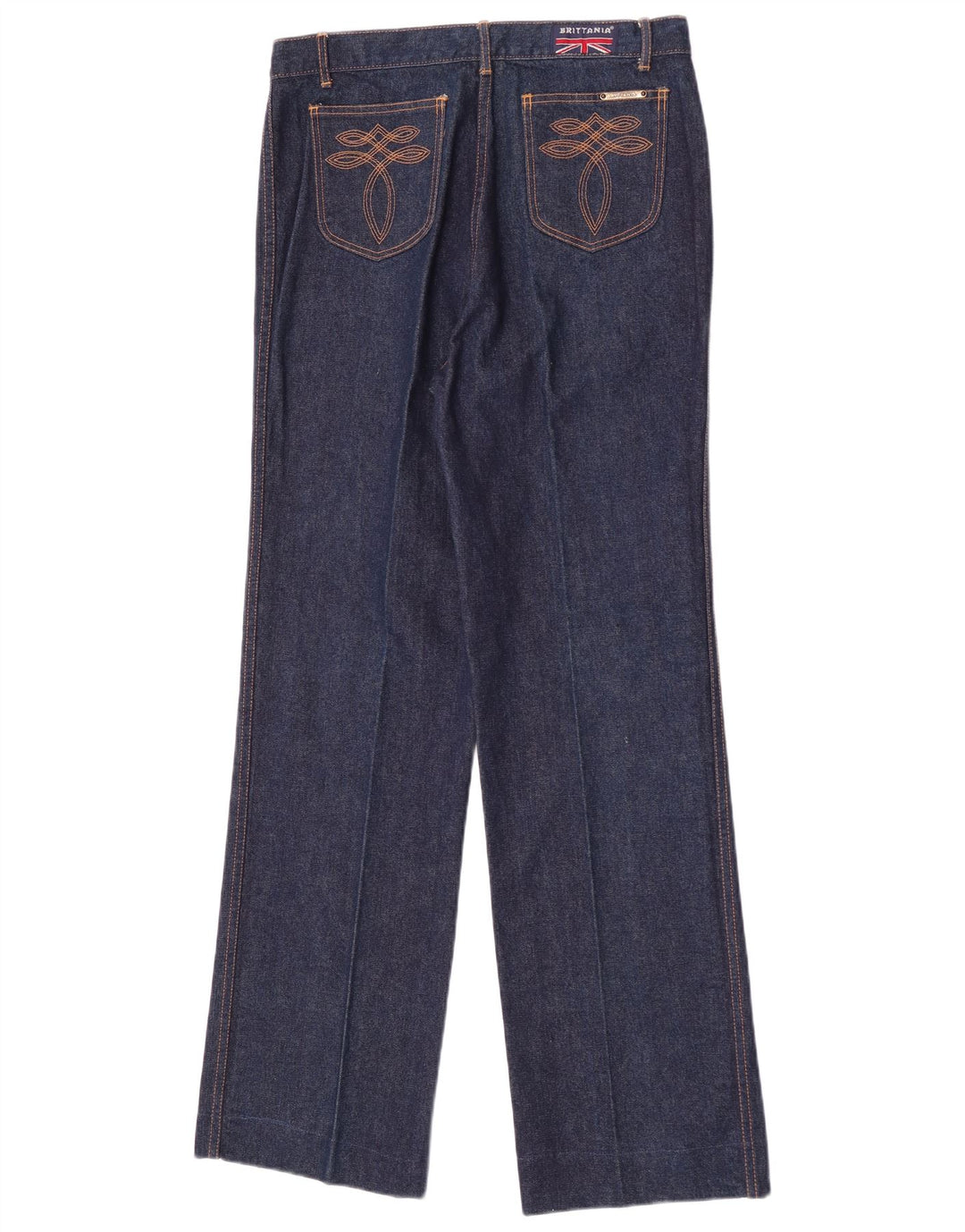 Jeans retos femininos vintage W34 L32 algodão azul marinho