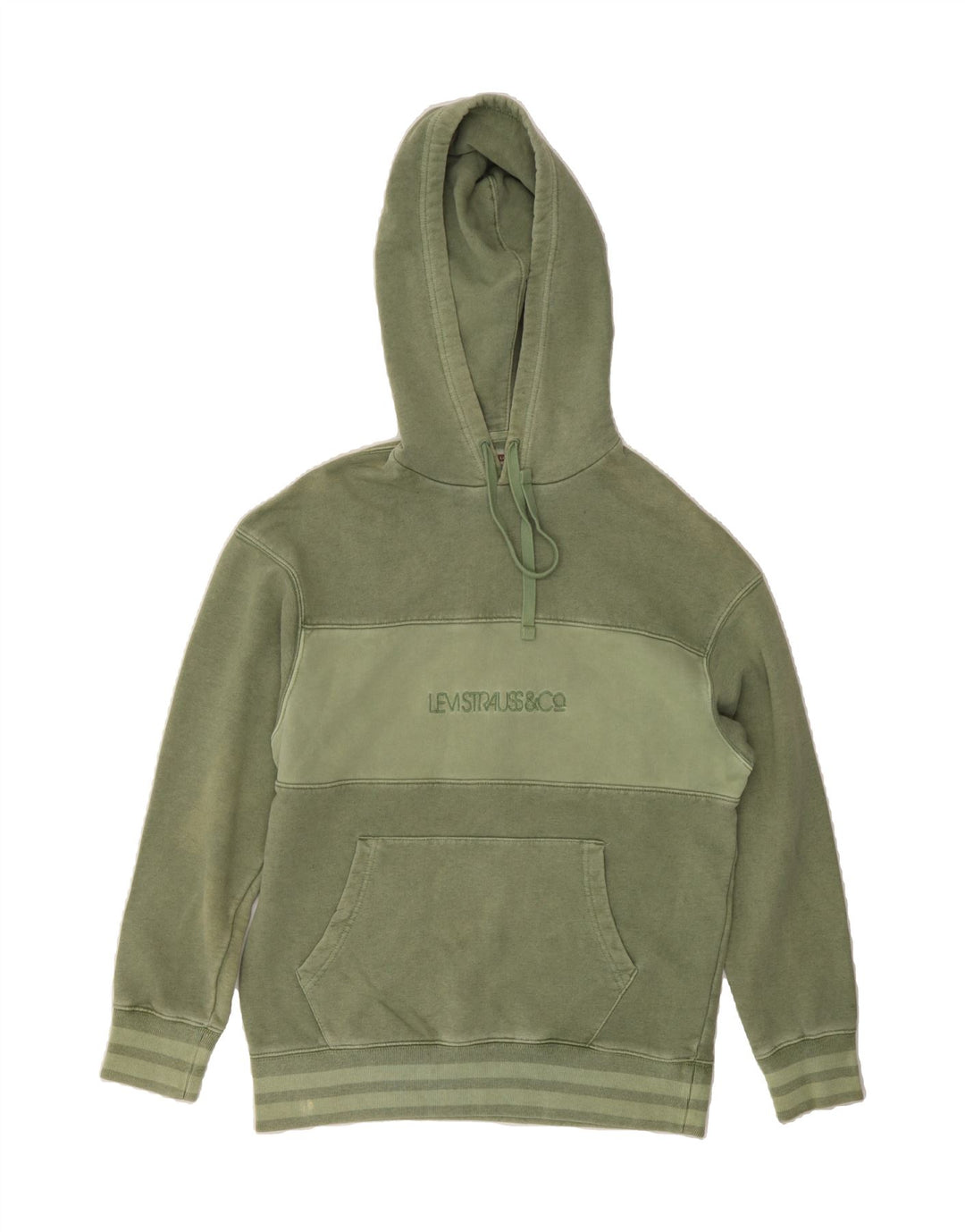 LEVI'S Mens Relaxed Fit Graphic Hoodie Jumper Small Green Colourblock Vintage Levi's and Second-Hand Levi's from Messina Hembry 