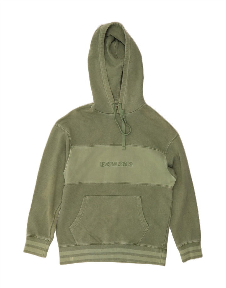 LEVI'S Mens Relaxed Fit Graphic Hoodie Jumper Small Green Colourblock Vintage Levi's and Second-Hand Levi's from Messina Hembry 