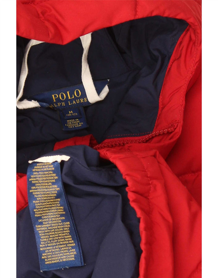 Polo Ralph Lauren Meninos jaqueta acolchoada com capuz 10-11 anos médio vermelho