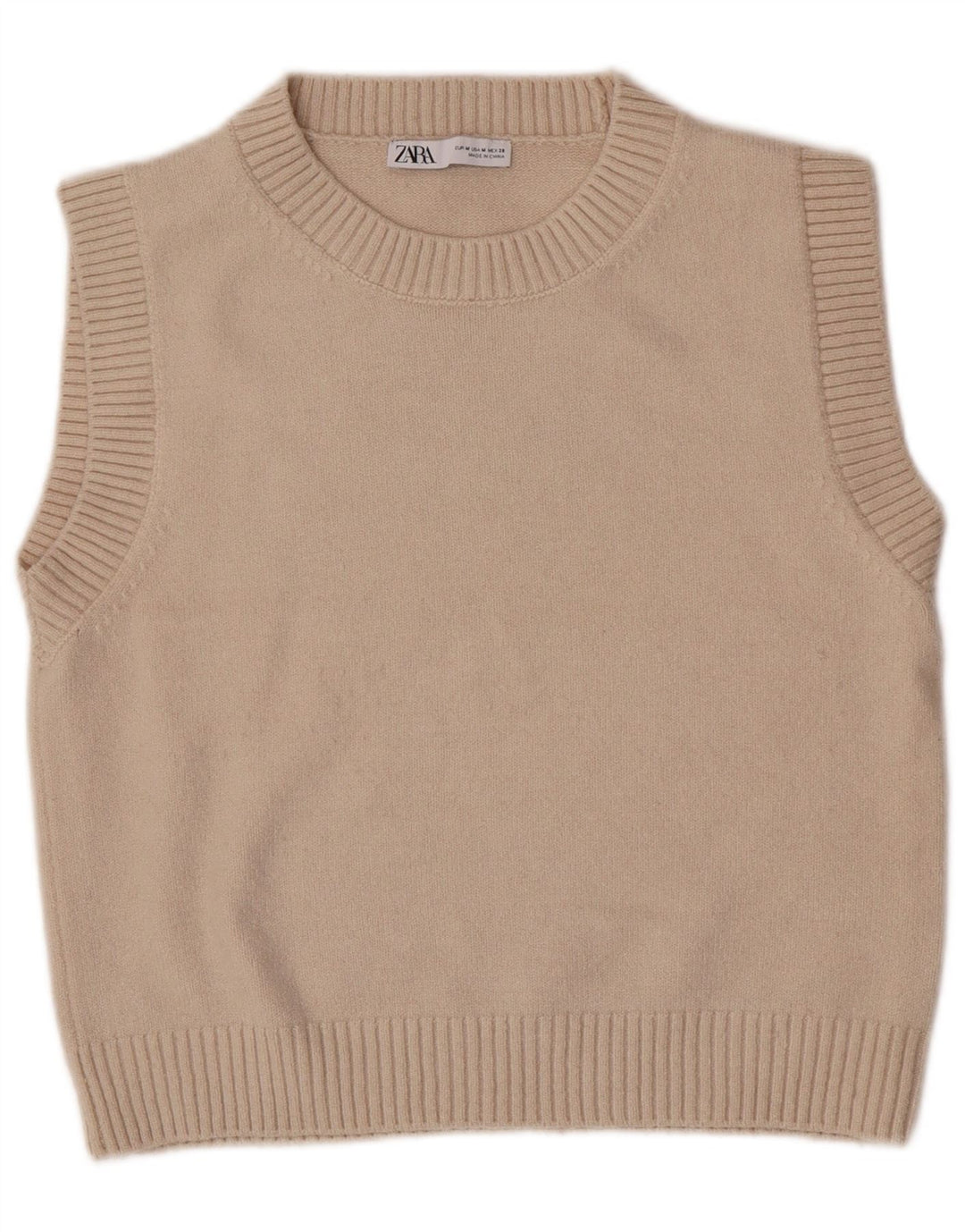 Regata feminina Zara com colete curto UK 12 poliéster bege médio