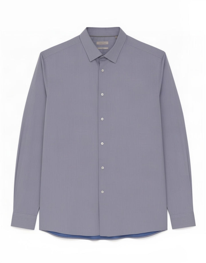 Camisa justa masculina Calvin Klein tamanho 43 grande algodão azul