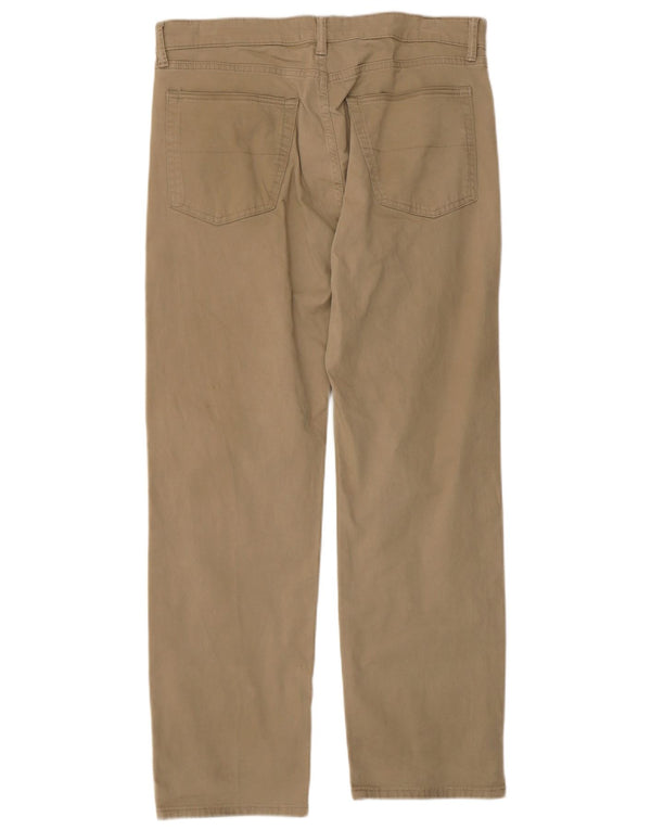 Calça masculina reta casual Marks & Spencer W34 L29 algodão cáqui