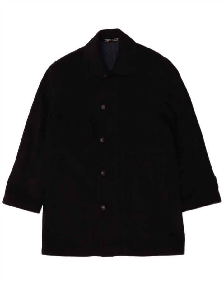 Sobretudo masculino vintage solto IT 46 lã azul marinho pequeno
