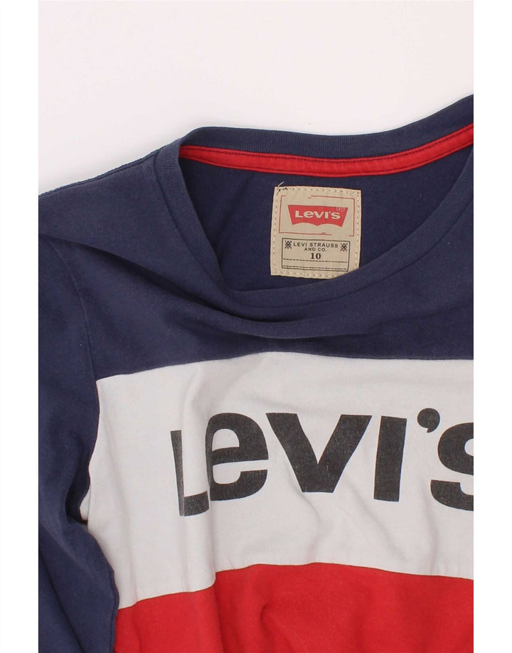 Top gráfico Levi's Boys manga comprida 9-10 anos azul marinho colorblock