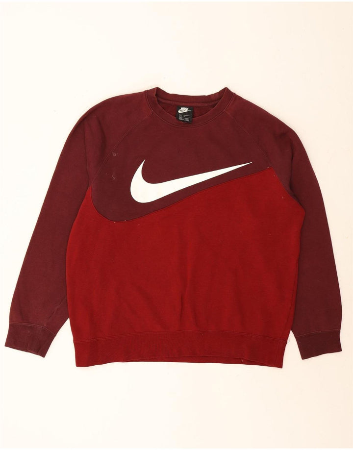 NIKE Mens Graphic Sweatshirt Jumper Large Burgundy Colourblock Cotton Vintage Nike and Second-Hand Nike from Messina Hembry 