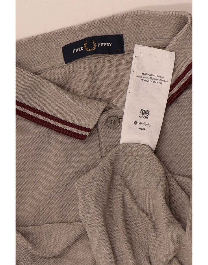 Camisa polo masculina Fred Perry grande algodão listrado cinza