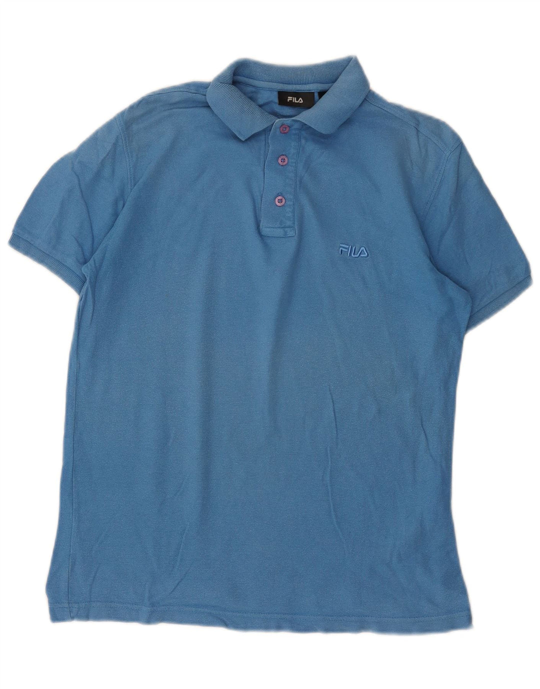 Camisa polo masculina Fila pequena azul algodão