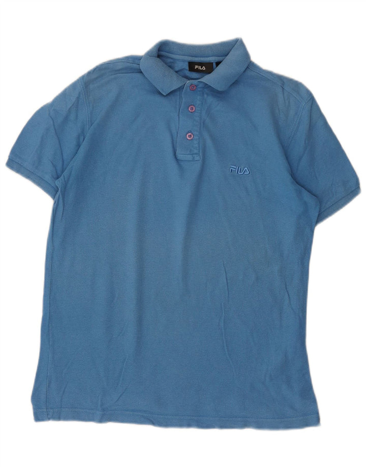 Camisa polo masculina Fila pequena azul algodão