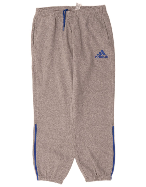 Calça de treino masculina Adidas Joggers XL cinza manchado de algodão
