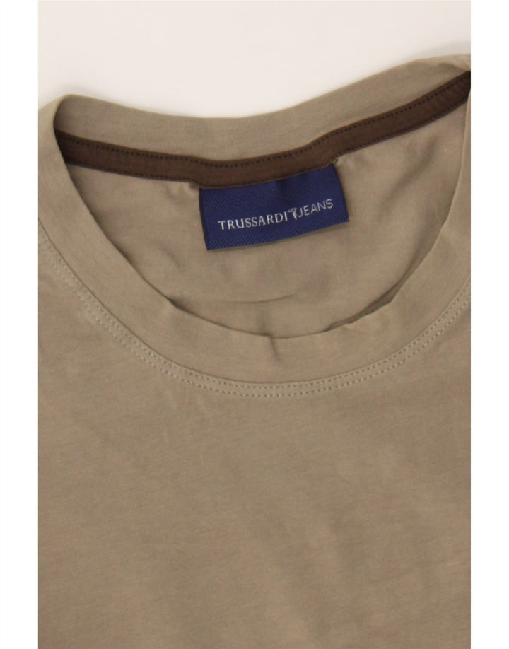 TRUSSARDI JEANS Mens T-Shirt Top 2XL Brown Cotton Vintage Trussardi Jeans and Second-Hand Trussardi Jeans from Messina Hembry 
