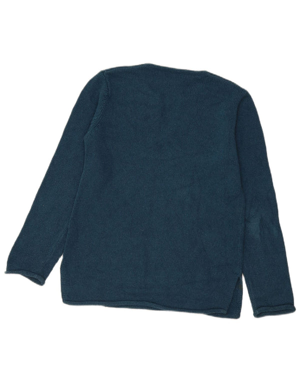 L.L.Bean Suéter feminino oversized com decote em V Reino Unido 6 XS azul marinho seda