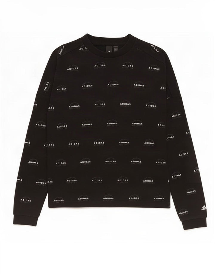 Adidas Mens Graphic Moletom Jumper Pequeno Algodão Preto