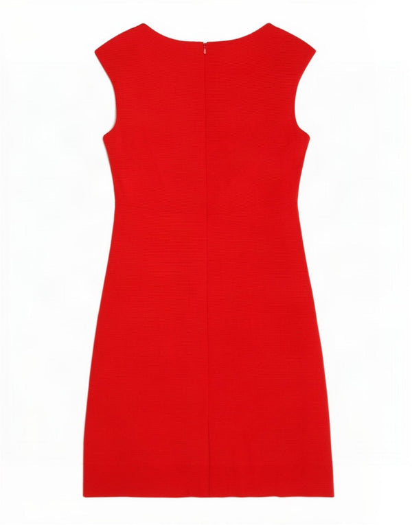 Vestido feminino Laura Ashley sem mangas com bainha UK 12 acrílico vermelho médio