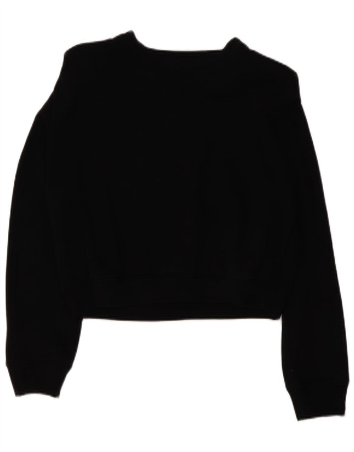 Zara Womens Crop Oversized Moletom Jumper Reino Unido 10 Pequeno Algodão Preto