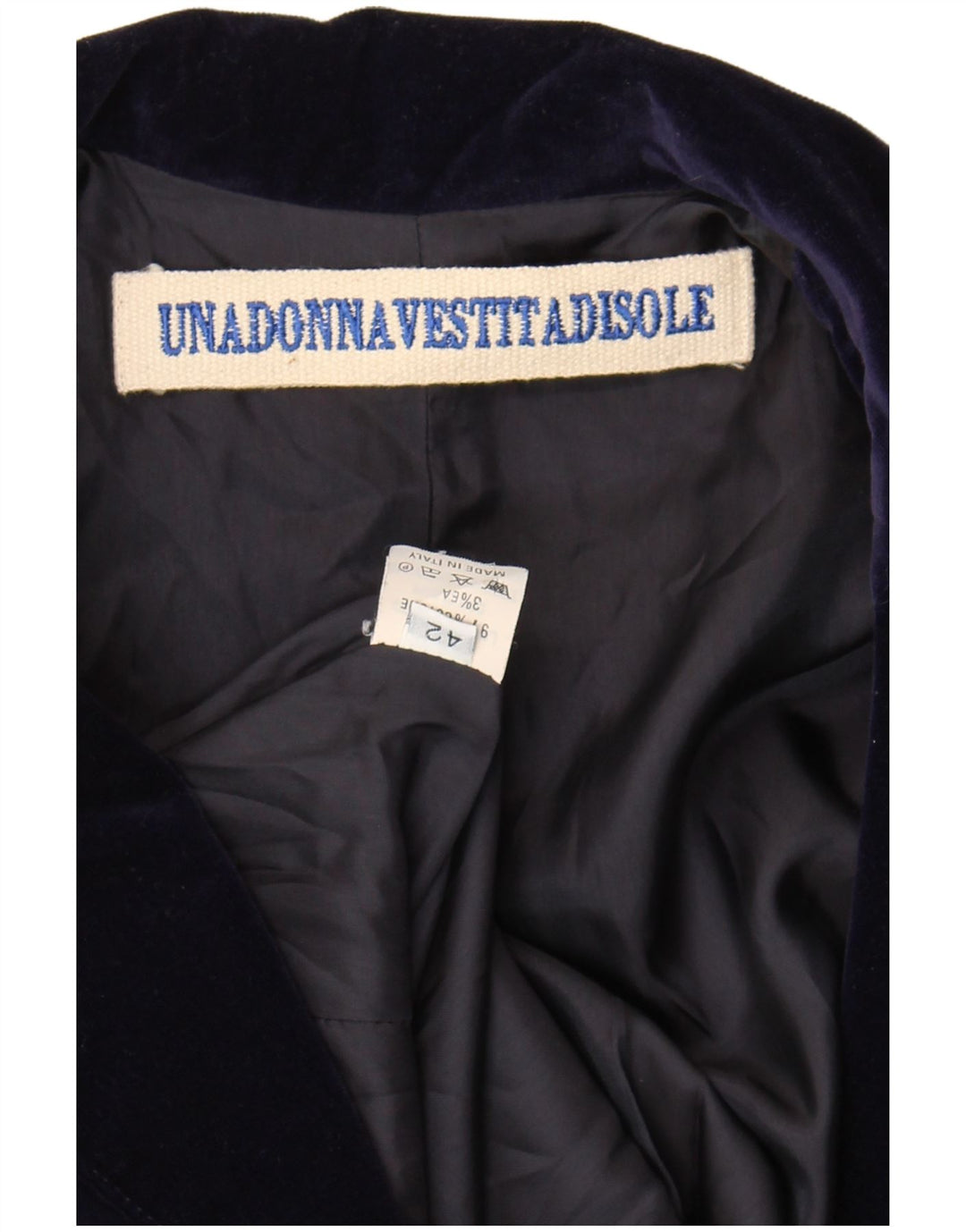 Jaqueta blazer feminina vintage de veludo com 2 botões IT 42 algodão azul marinho médio