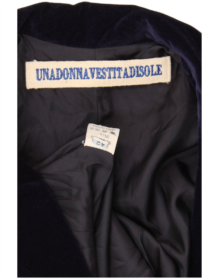Jaqueta blazer feminina vintage de veludo com 2 botões IT 42 algodão azul marinho médio