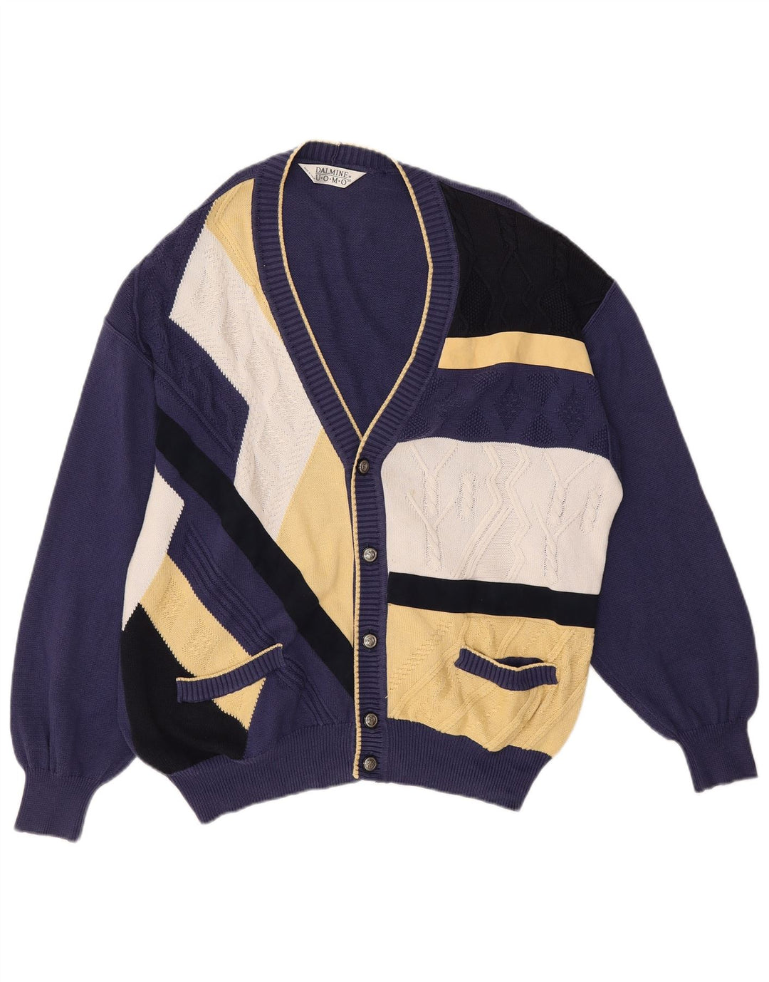 Suéter cardigã masculino DALMINE IT 50 algodão colorblock azul marinho médio