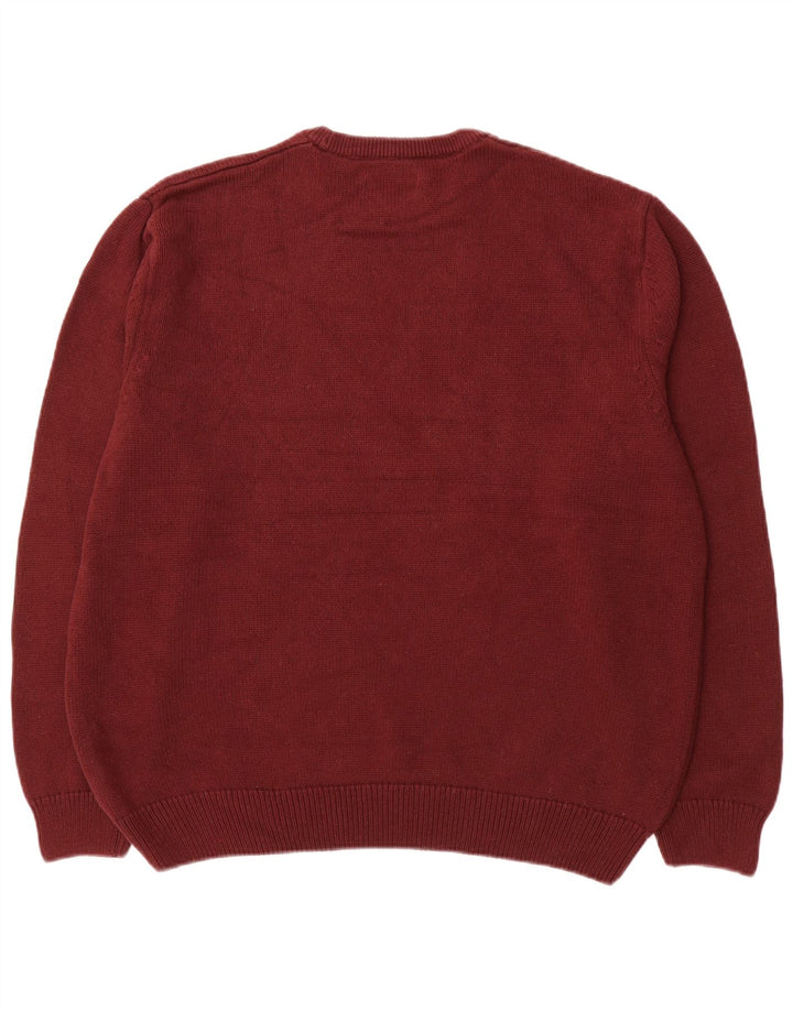 Suéter masculino CHAPS com gola redonda 2XL algodão Borgonha