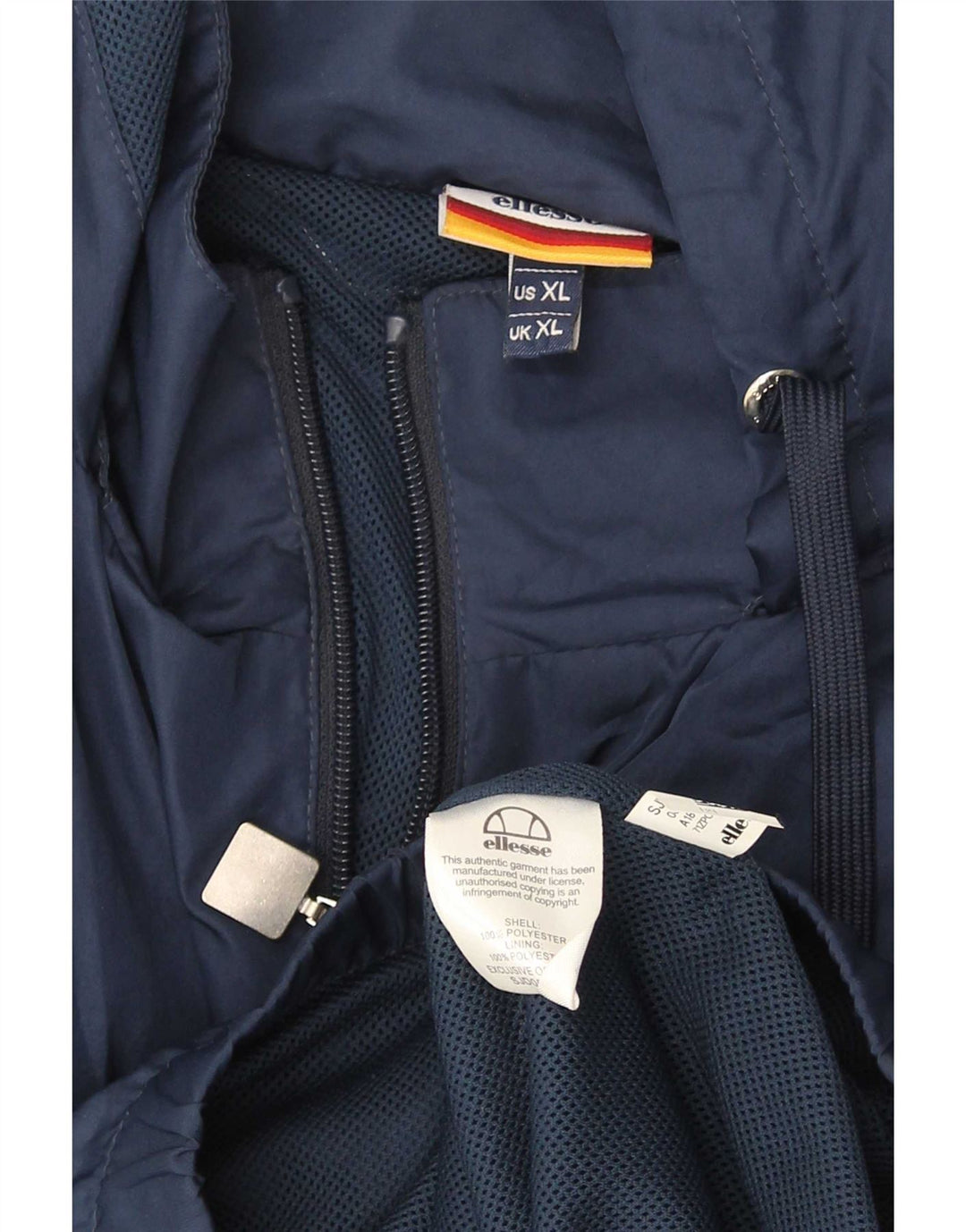 Jaqueta de chuva masculina Ellesse com capuz UK 42 XL azul colorblock poliéster
