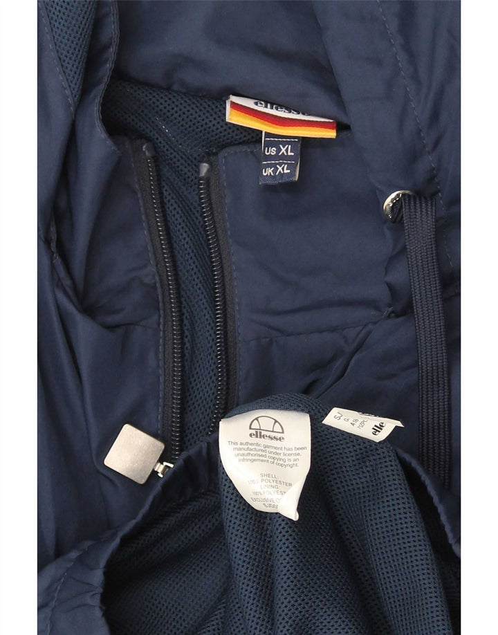 Jaqueta de chuva masculina Ellesse com capuz UK 42 XL azul colorblock poliéster