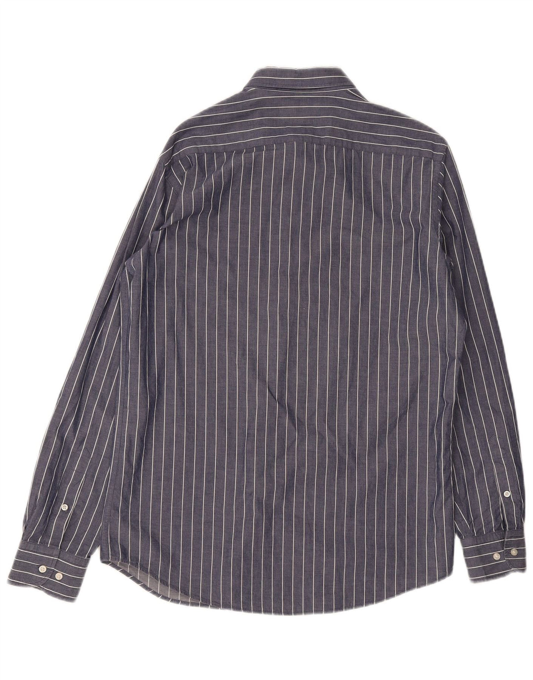 Camisa masculina Massimo Dutti Regular Fit médio algodão listrado azul marinho