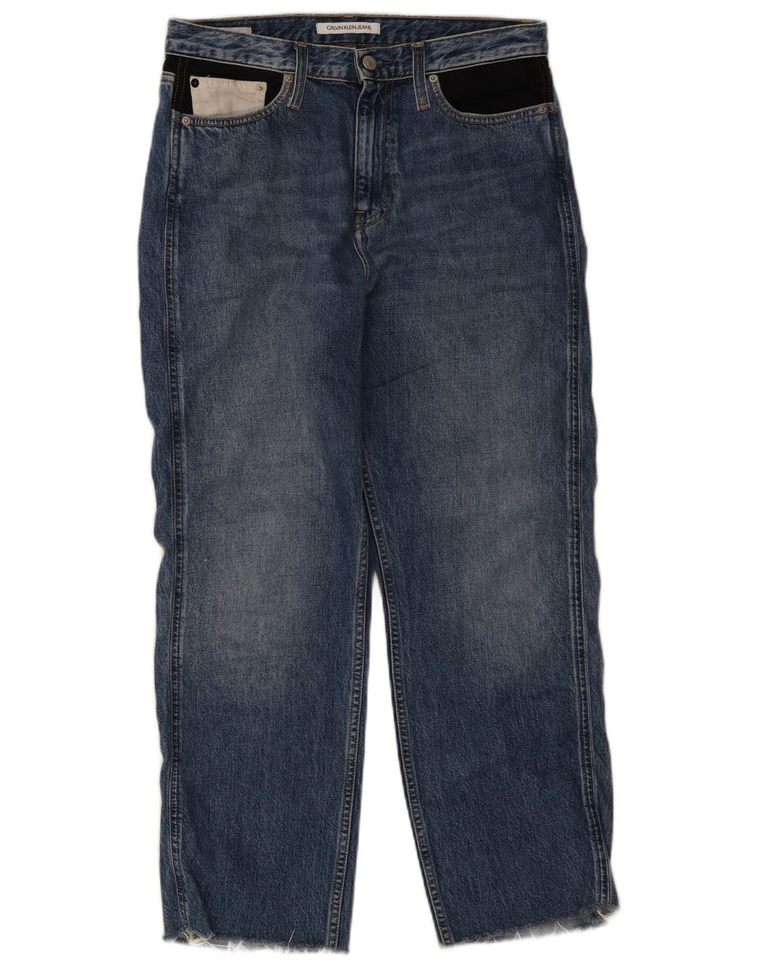 Calça jeans reta feminina Calvin Klein W30 L26 algodão azul