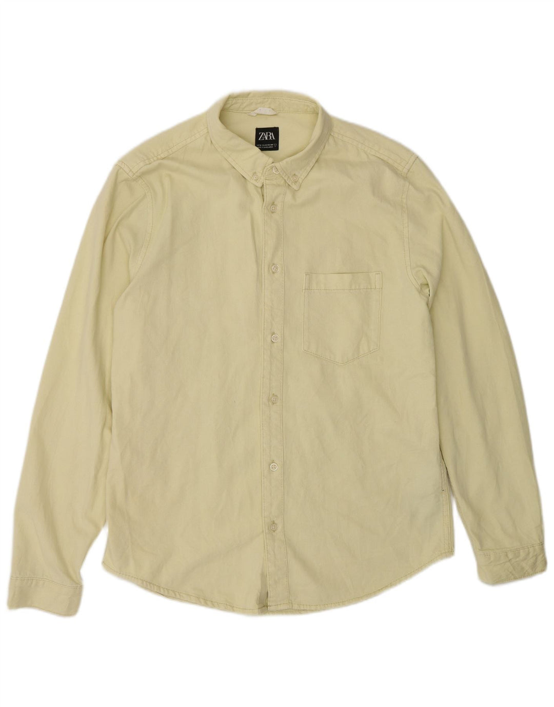Camisa masculina Zara médio algodão amarelo