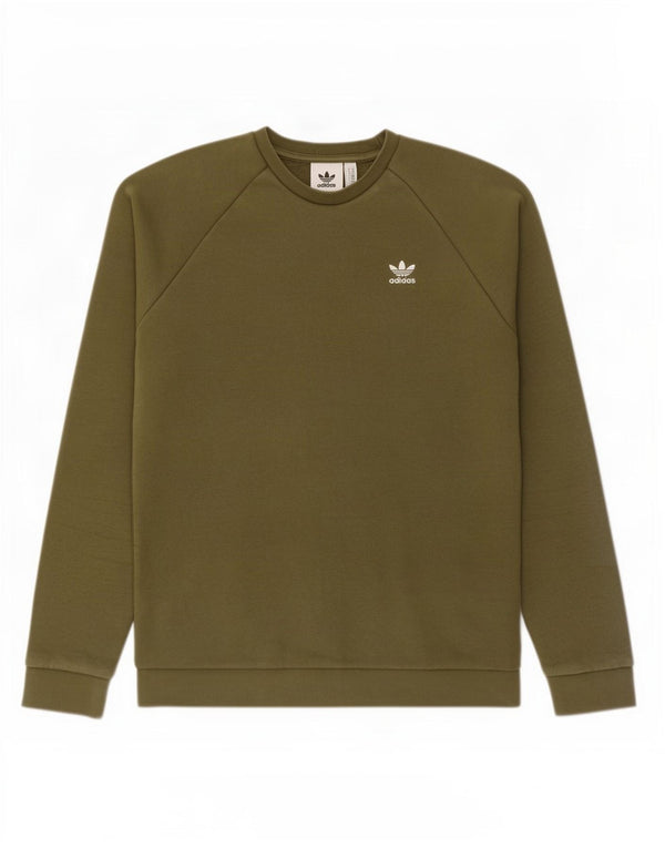 Adidas Mens Moletom Jumper Médio Algodão Cáqui
