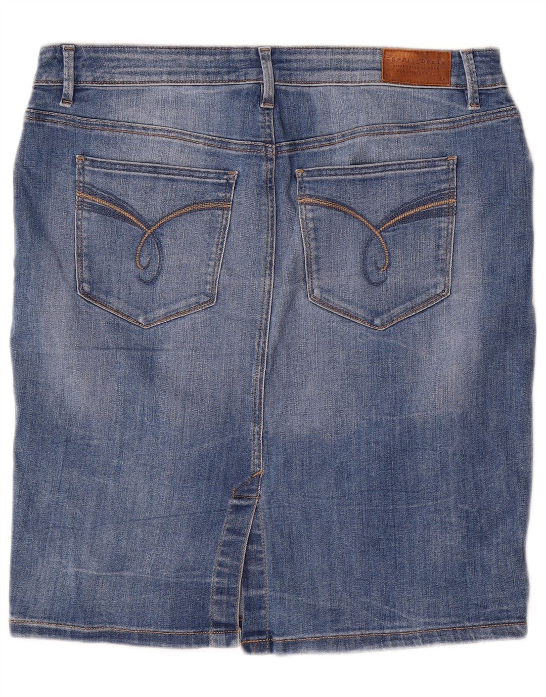 Saia jeans feminina Esprit W34 grande algodão azul