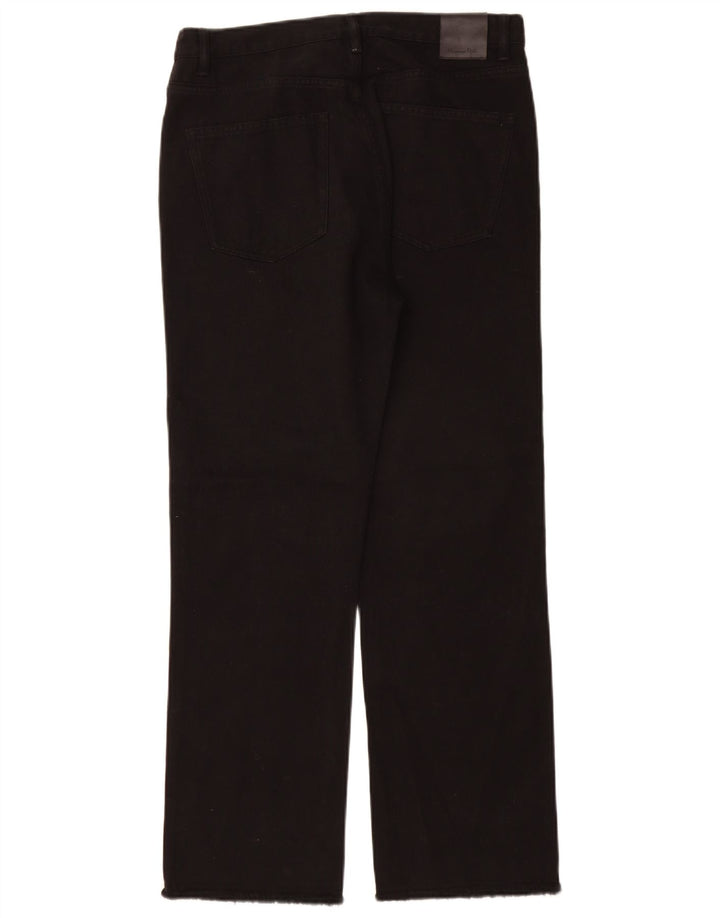 Jeans femininos Massimo Dutti cintura alta reta EU 40 médio W30 L29 preto