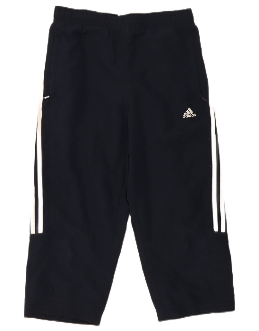 Adidas Womens Capri Calças de treino UK 10 Pequeno Poliéster Azul Marinho