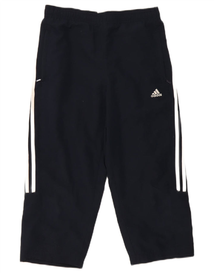 Adidas Womens Capri Calças de treino UK 10 Pequeno Poliéster Azul Marinho