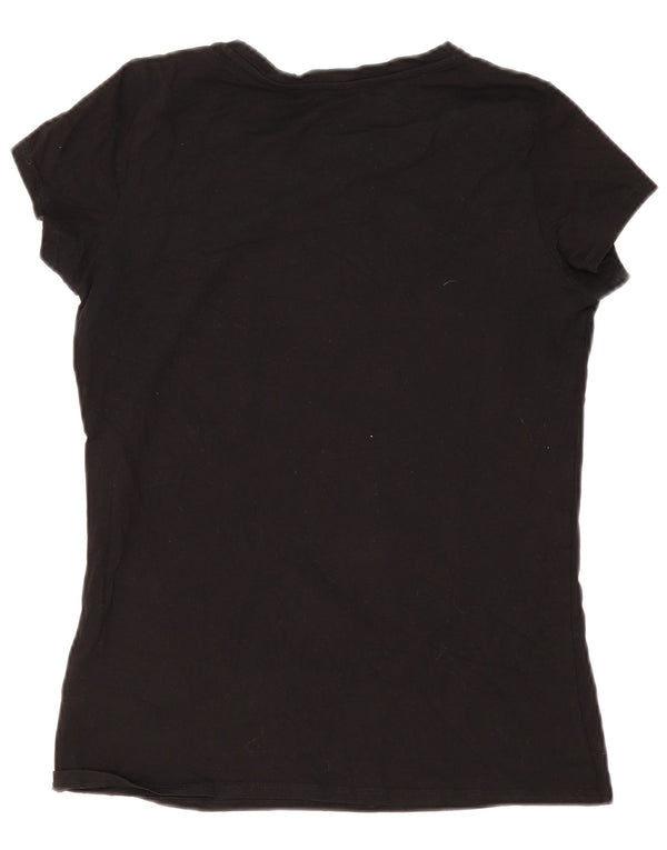 Camiseta feminina Guess com estampa gráfica UK 14 grande algodão preto