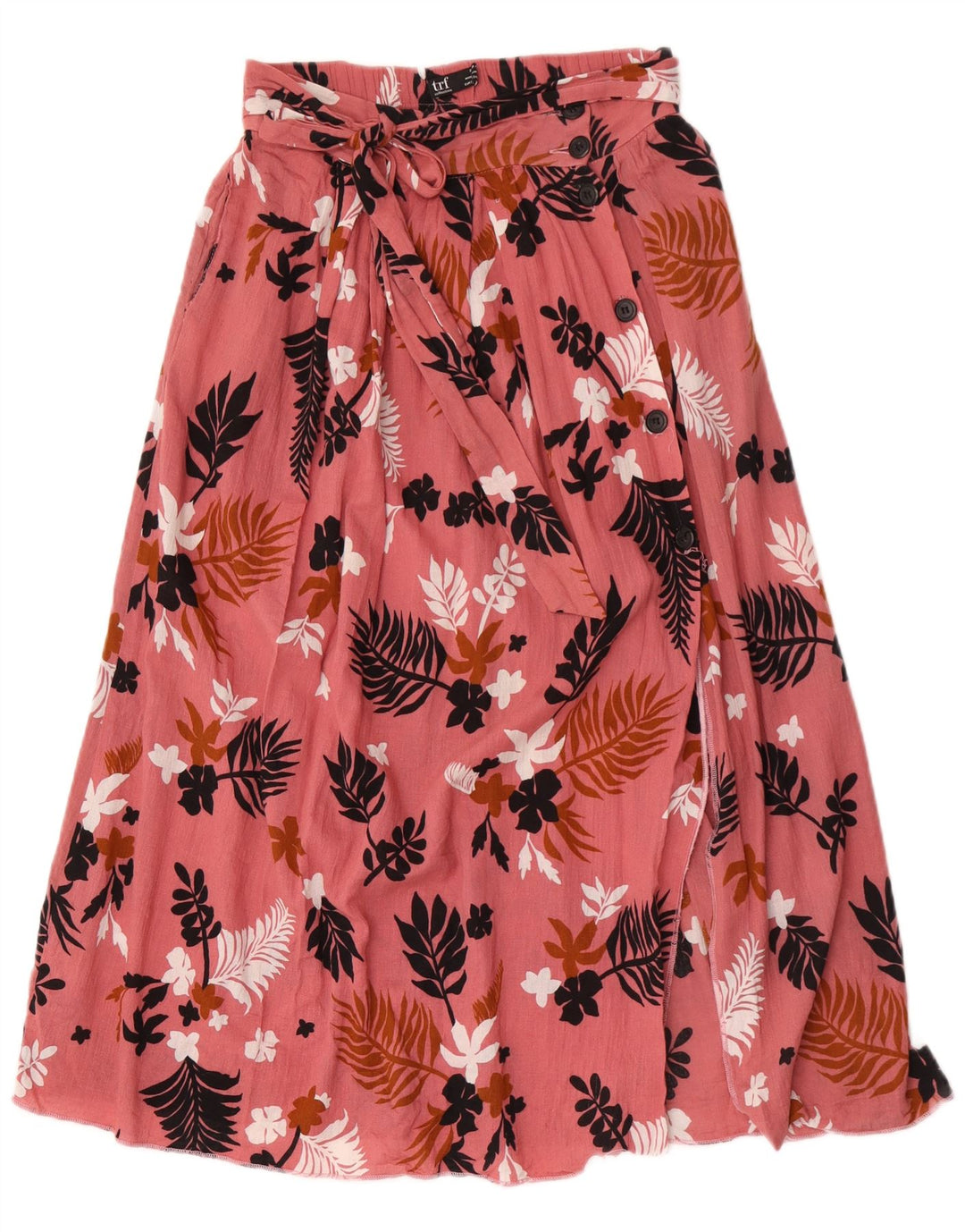 Saia larga feminina Zara pequena W26 rosa floral