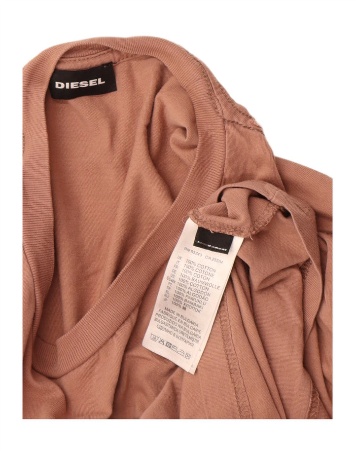 Top gráfico masculino Diesel manga comprida grande algodão marrom