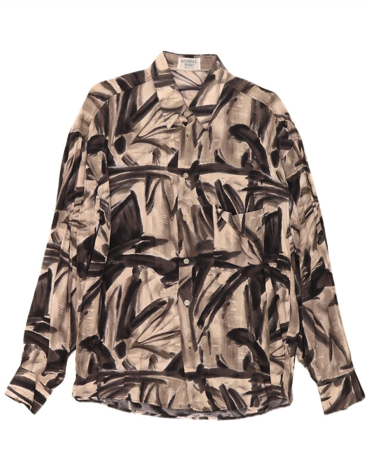 Camisa masculina vintage com estampa abstrata grande cinza