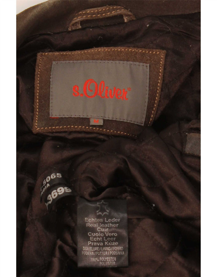 Jaqueta de couro masculina S.Oliver UK 38 marrom médio