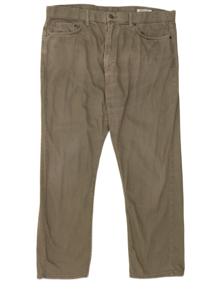 Calça jeans reta regular feminina Marks & Spencer W38 L29 algodão verde