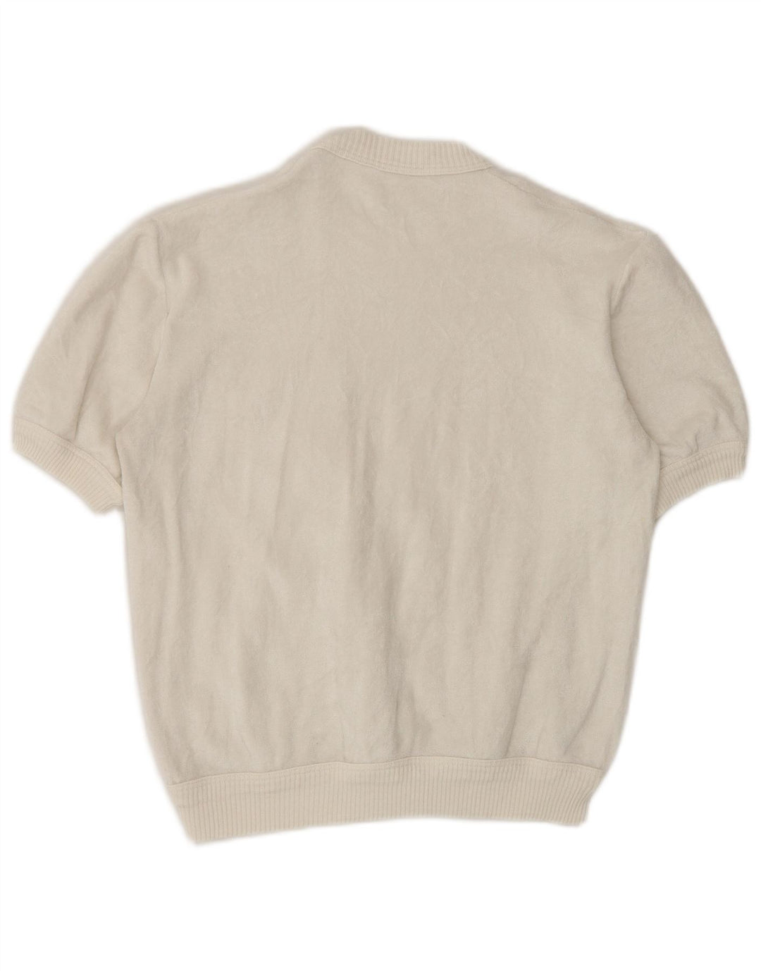 Blusa feminina de veludo vintage UK 14 médio branco