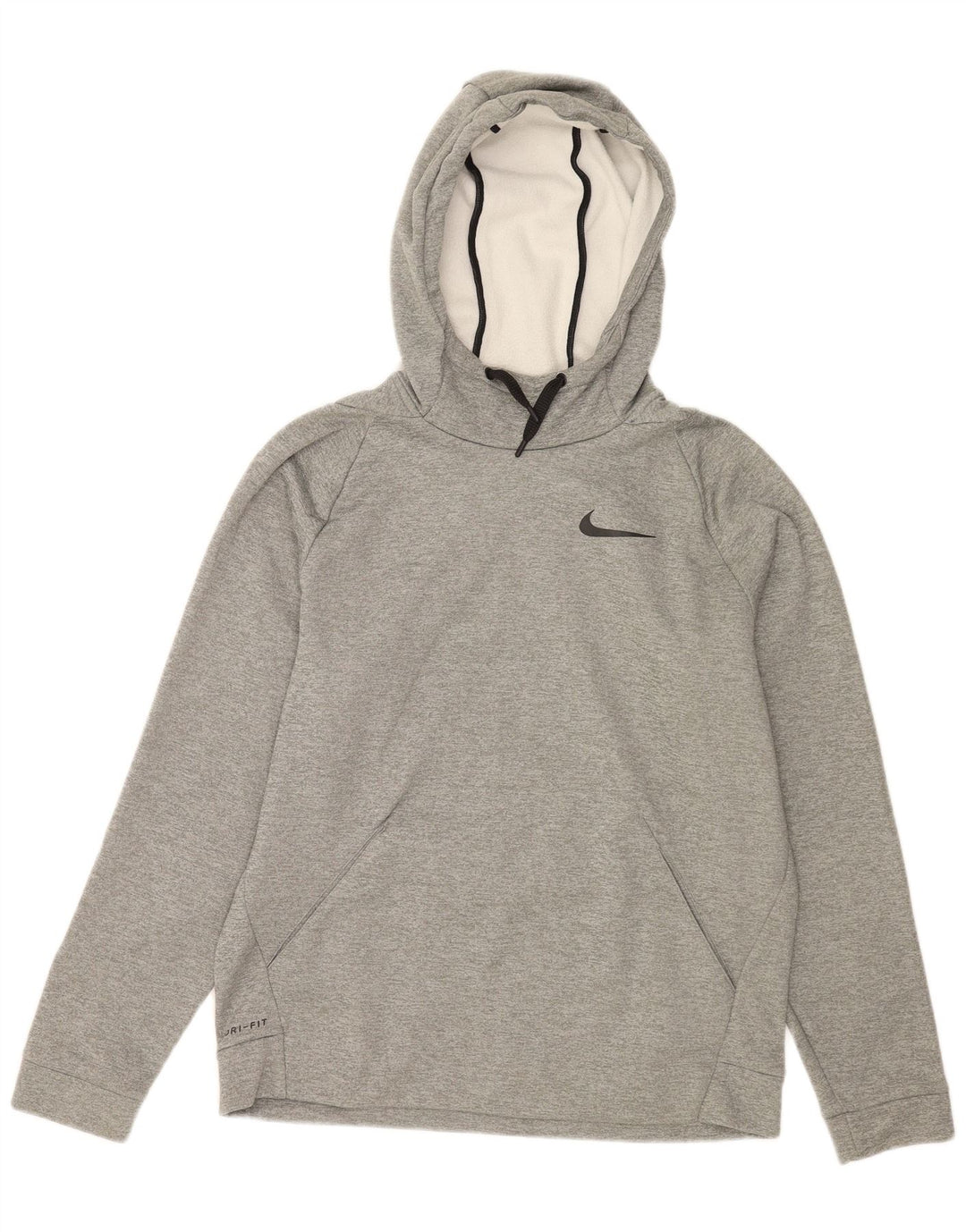 NIKE Mens Dri Fit Hoodie Jumper Médio Cinza Poliéster Flecked