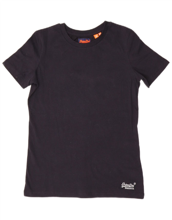 Camiseta feminina SUPERDRY UK 8 pequena algodão preto
