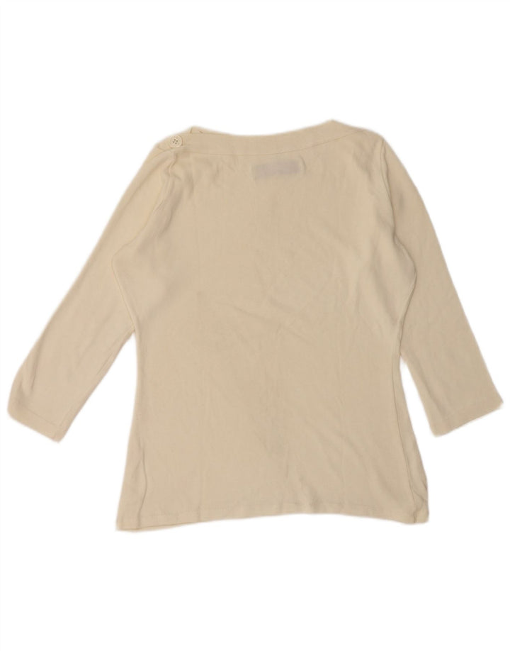 Top feminino Zara manga 3/4 Reino Unido 14 grande algodão branco